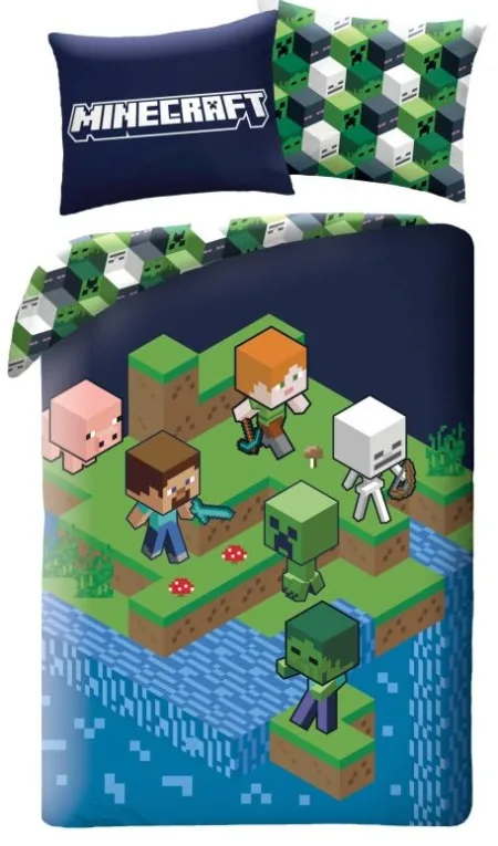 Minecraft Dekbedovertrek game on - 140 x 200 cm - 70 x 90 cm - Polyester