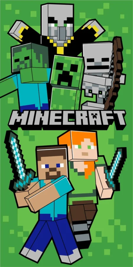 Minecraft Strandlaken Survive 70 x 140 cm groen