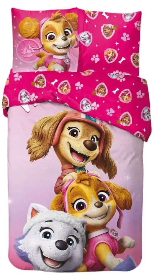 PAW Patrol Dekbedovertrek roze pups 140 x 200 cm - 65 x 65 cm