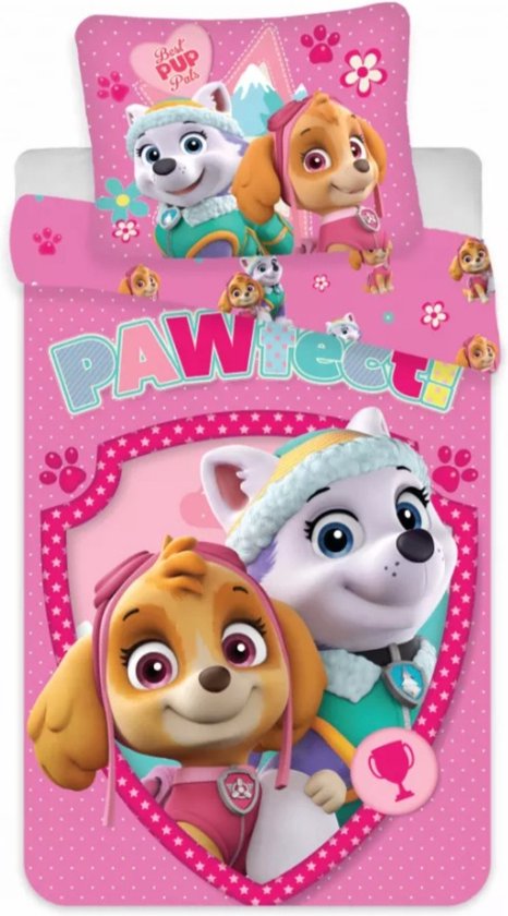 Paw Patrol peuterdekbedovertrek Skye en Everest  100 x 135 cm Katoen