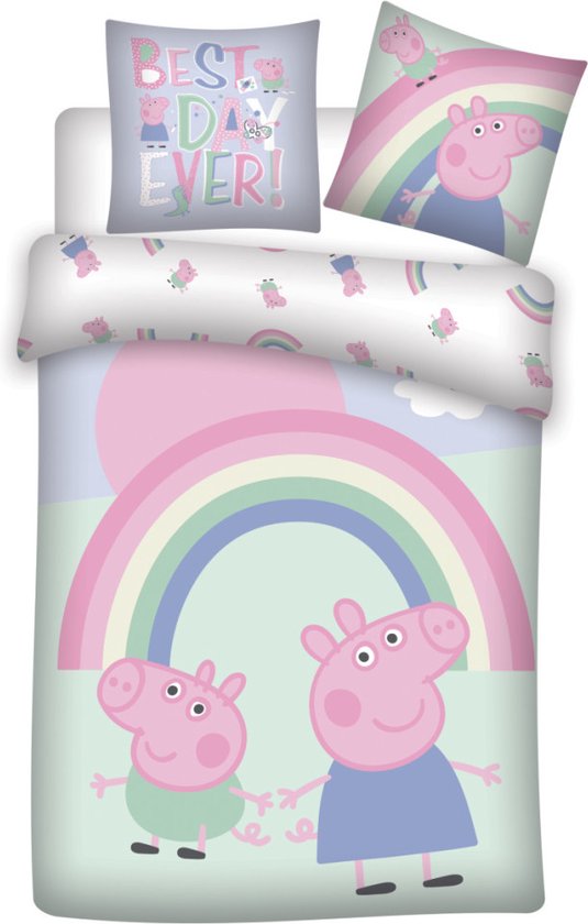 Peppa & George Pig peuterdekbedovertrek roze 100 x 135 cm Katoen