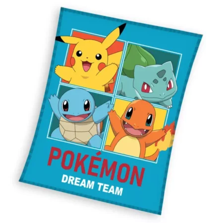 Pokemon fleece deken starters blauw - 110 x 140 cm