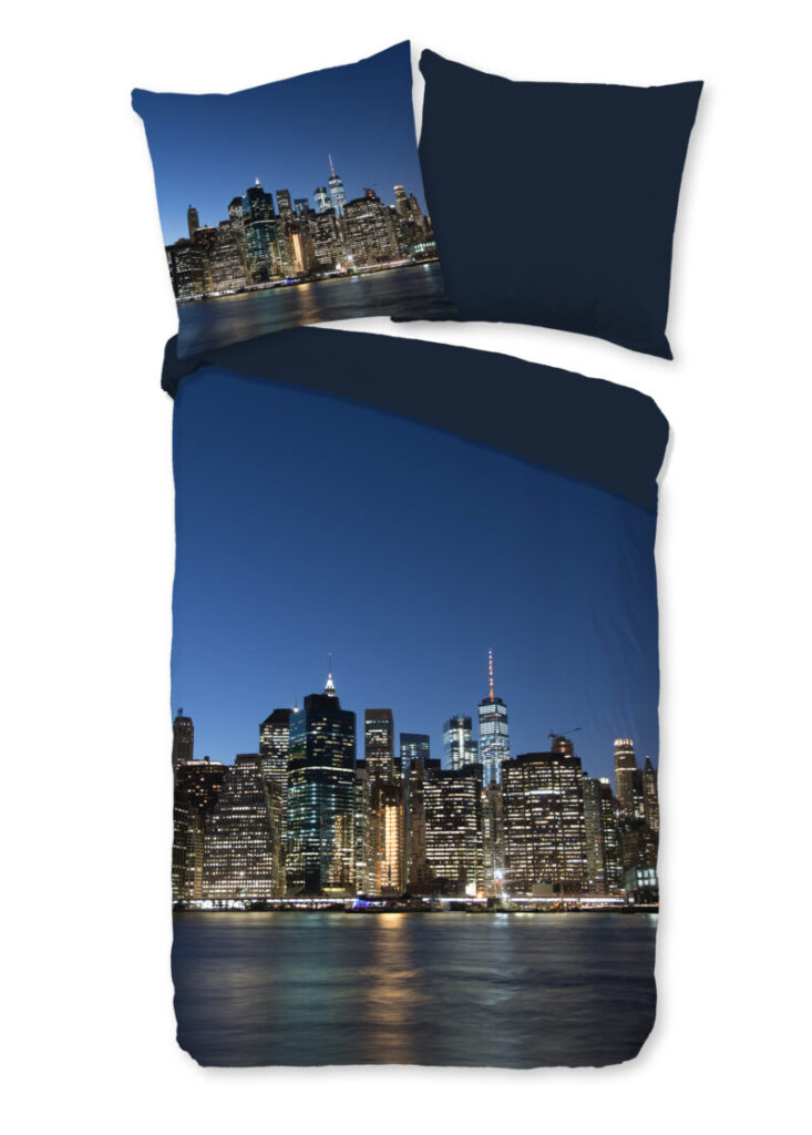 Pure Dekbedovertrek "New York" - Blauw - (135x200 cm) - Microfiber