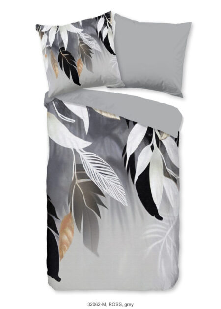 Pure Dekbedovertrek "bladeren" - Grijs - (135x200 cm) - Microfiber