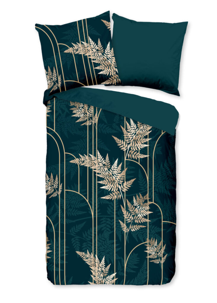 Pure Dekbedovertrek "gouden bladeren" - Groen - (135x200 cm) - Microfiber