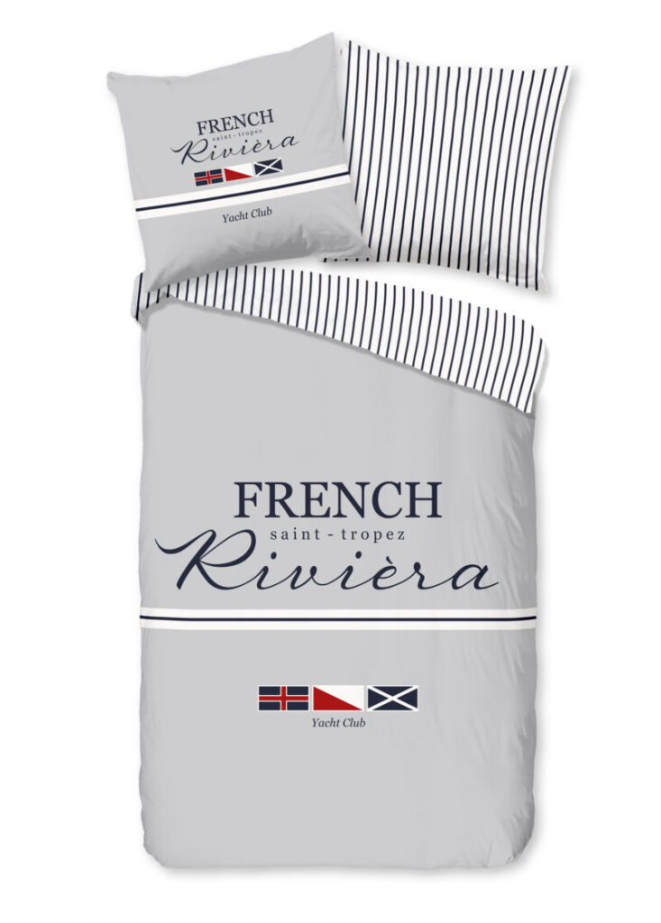 Pure Dekbedovertrek "landelijkestijl met streepjes" - Grijs - (135x200 cm) - Microfiber