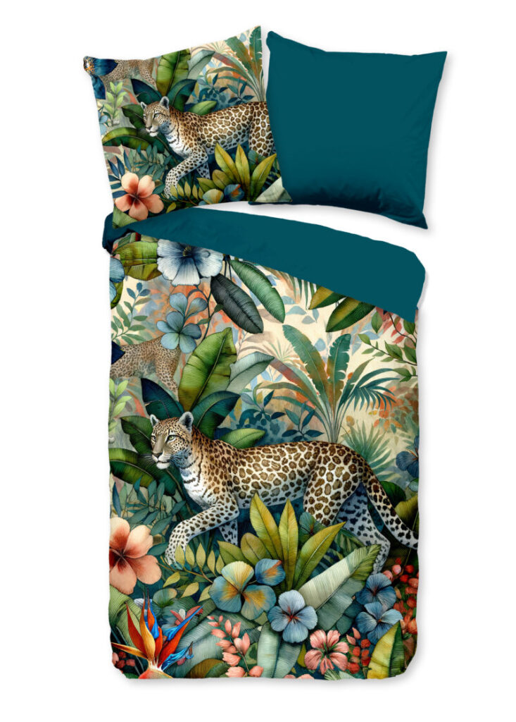 Pure Dekbedovertrek "luipaard met bladeren" - Multi - (135x200 cm) - Microfiber
