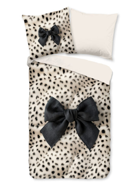 Pure Dekbedovertrek "luipaardprint met strik" - Wit - (155x220 cm) - Microfiber