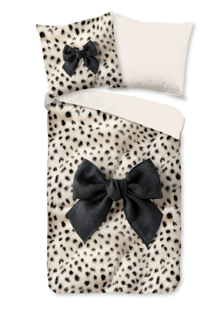 Pure Dekbedovertrek "luipaardprint met strik" - Wit - (155x220 cm) - Microfiber