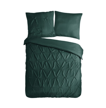 Pure Dekbedovertrek "luxe stiksel plooien" - Groen - (155x220 cm) - Microfiber