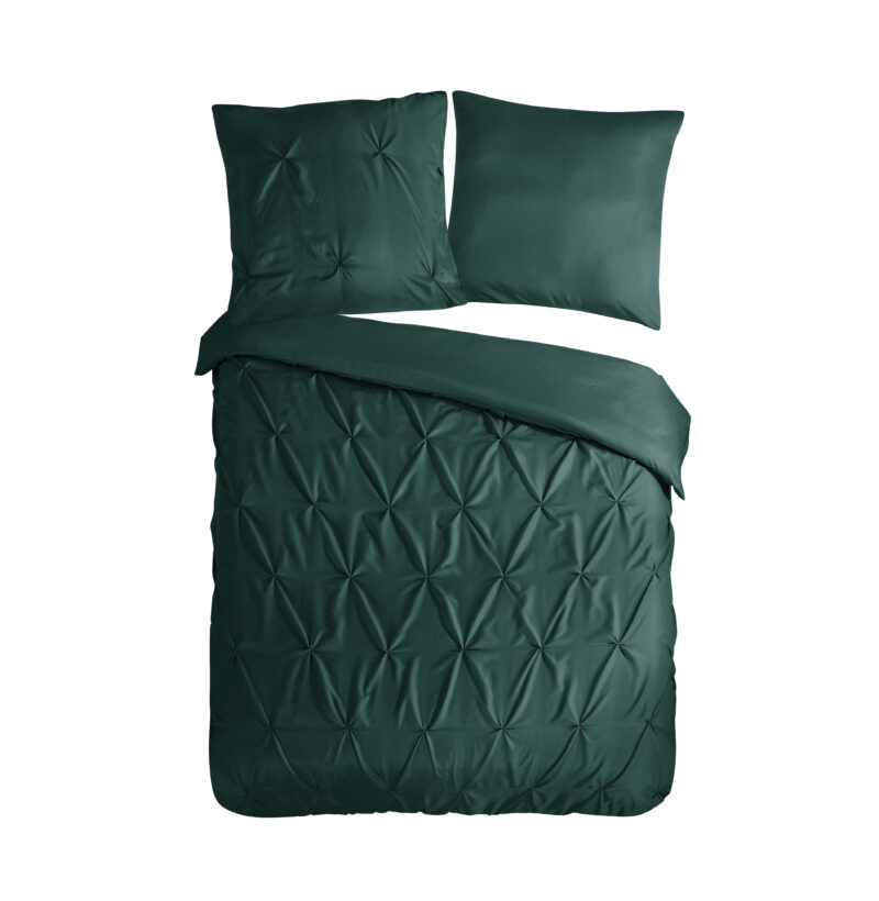 Pure Dekbedovertrek "luxe stiksel plooien" - Groen - (200x200 cm) - Microfiber
