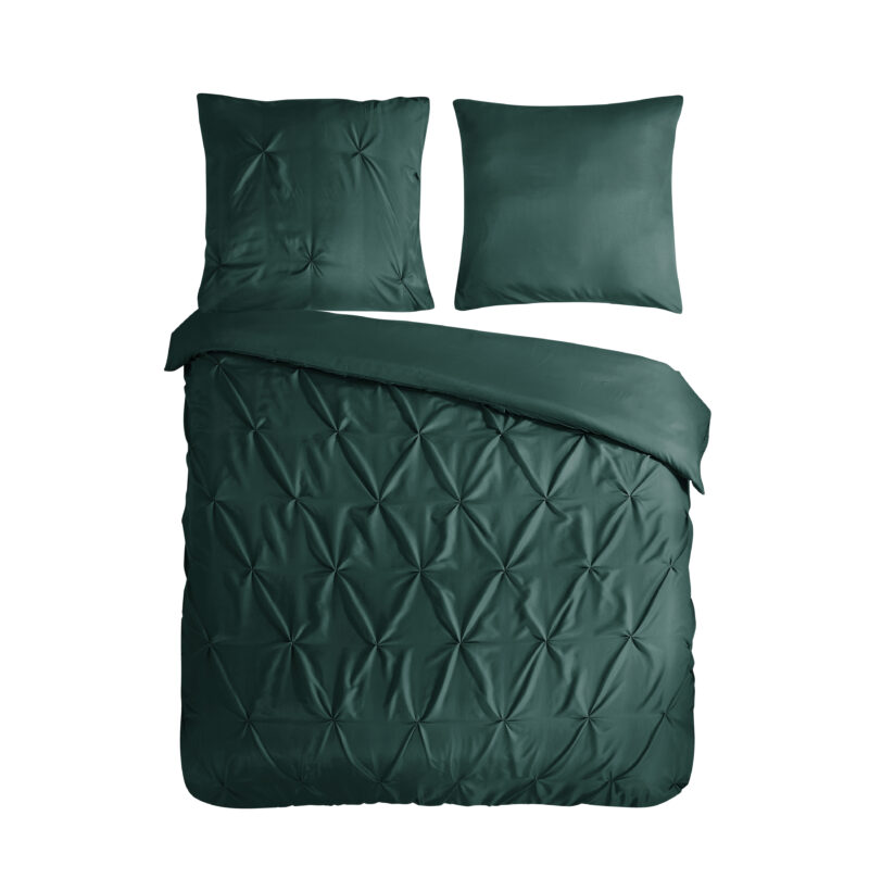 Pure Dekbedovertrek "luxe stiksel plooien" - Groen - (200x200/220 cm) - Microfiber