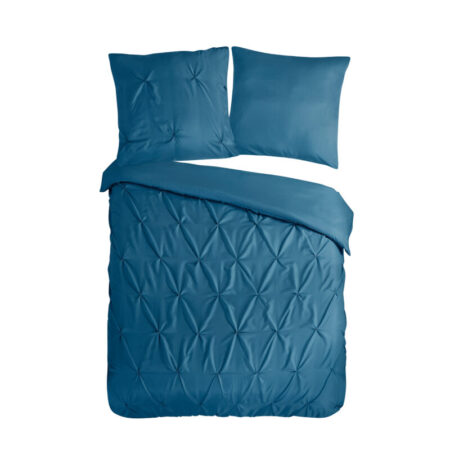 Pure Dekbedovertrek "luxe stiksel plooien" - Petrol - (155x220 cm) - Microfiber