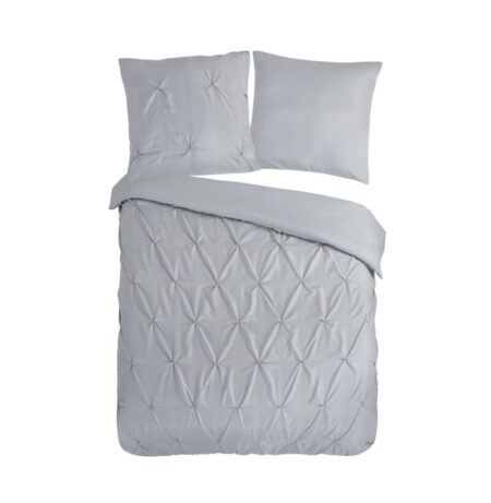 Pure Dekbedovertrek "luxe stiksel plooien" - Zilver - (135x200 cm) - Microfiber
