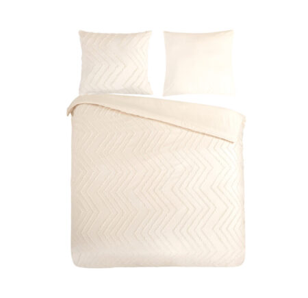 Pure Dekbedovertrek "luxe zizag biezen/ borduursels" - Wit - (240x200/220 cm) - Microfiber