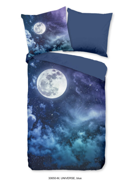 Pure Dekbedovertrek "maan met sterrenhemel" - Multi - (135x200 cm) - Microfiber