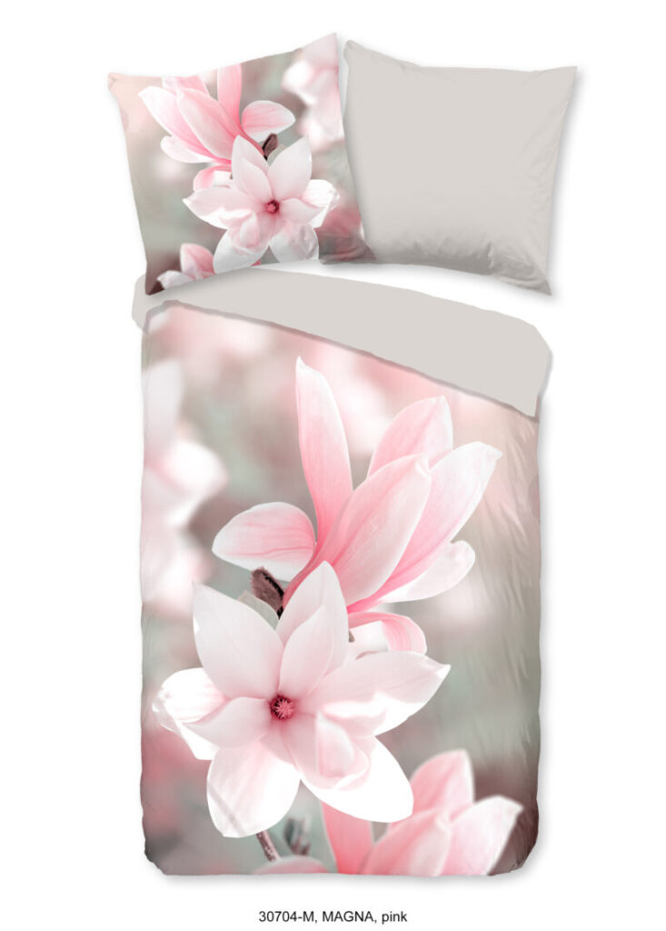 Pure Dekbedovertrek "magnolia bloemen" - Roze - (135x200 cm) - Microfiber
