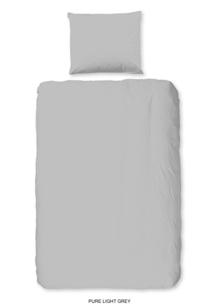 Pure Dekbedovertrek "uni dessin" - Grijs - (140x200/220 cm) - Microfiber