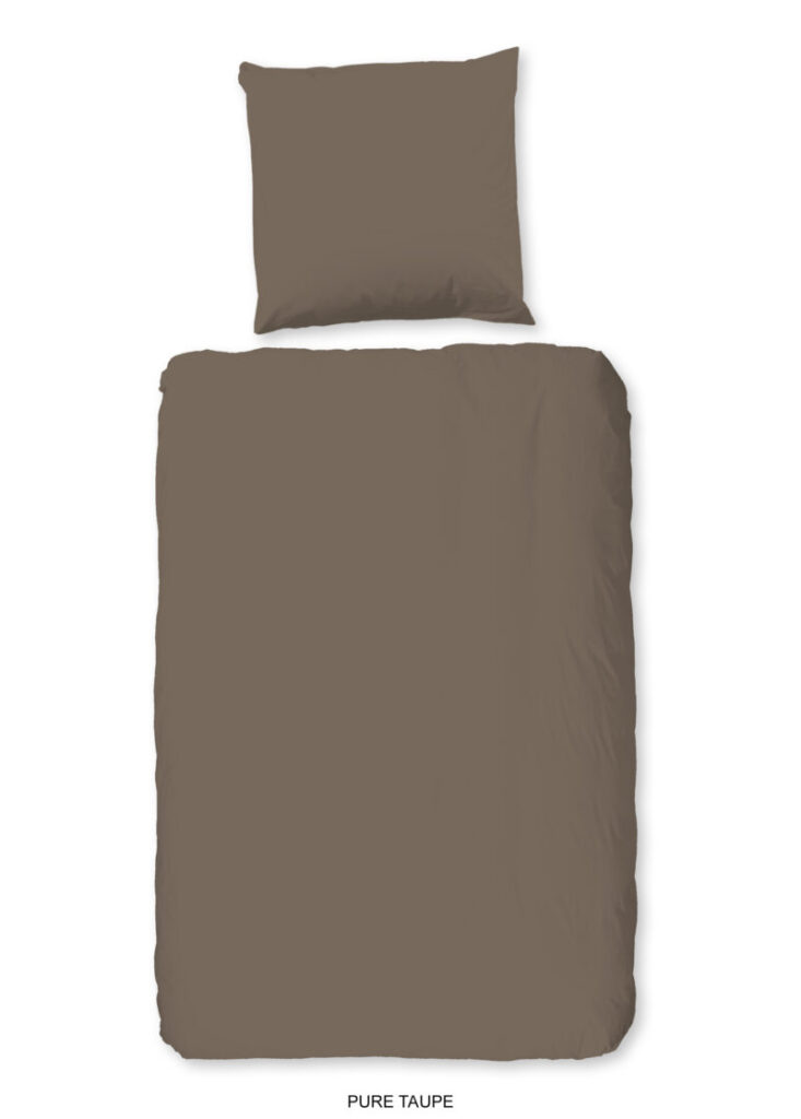 Pure Dekbedovertrek "uni dessin" - Taupe - (155x220 cm) - Microfiber