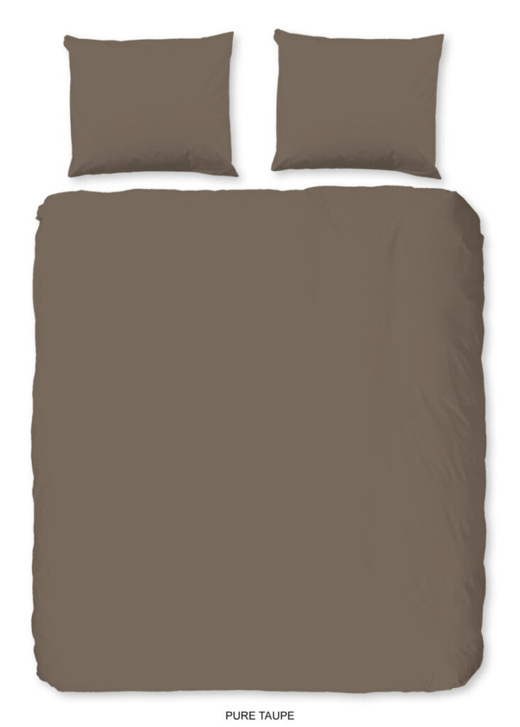 Pure Dekbedovertrek "uni dessin" - Taupe - (200x200/220 cm) - Microfiber