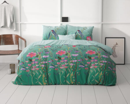Sleeptime Flower & Birds Turquoise 240 x 200/220 cm