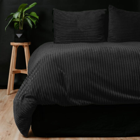 Sleeptime Rib Teddy Zwart 140x200/220 cm