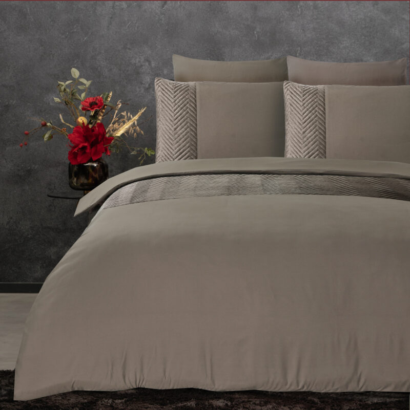 Sleeptime Velvet Crossline Taupe 140 x 200/220 cm