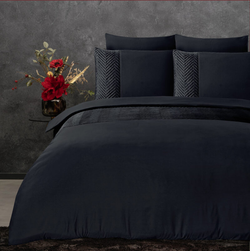 Sleeptime Velvet Crossline Zwart 200 x 200/220 cm