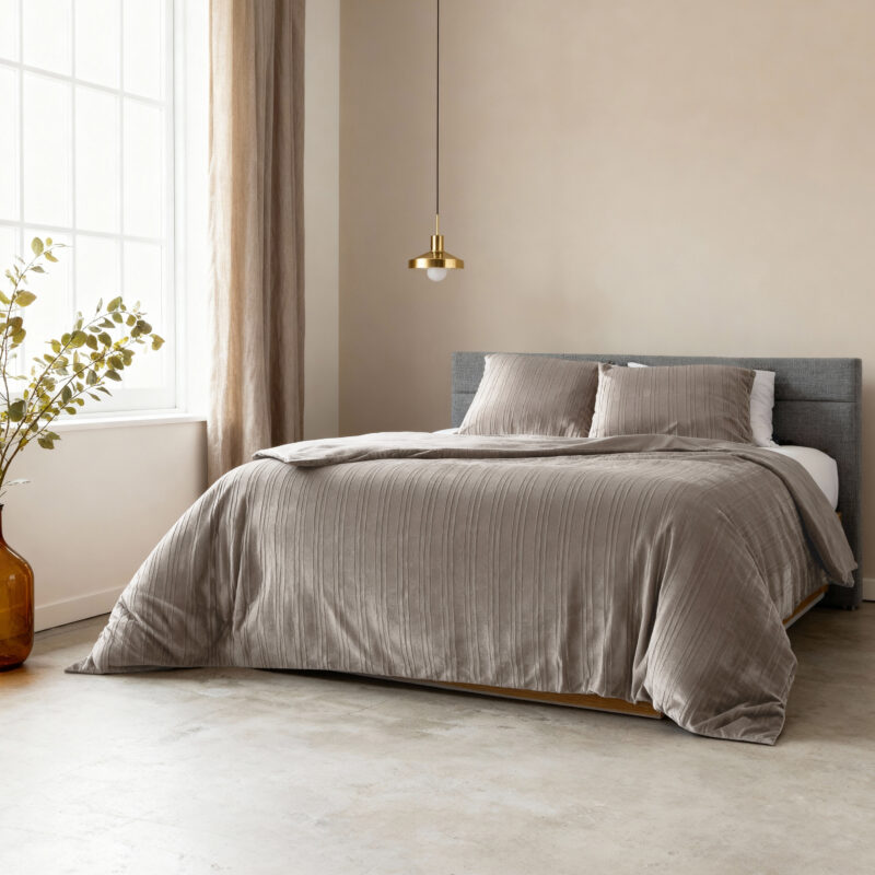 Sleeptime Velvet Lining Taupe/Grijs 140 x 200/220 cm