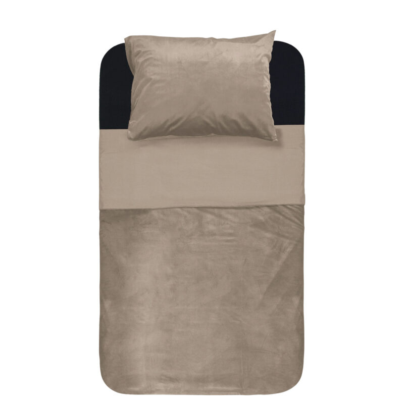 Sleeptime Velvet Piping Taupe / Grijs 140 x 220 cm