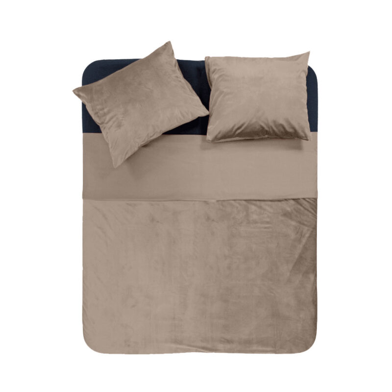 Sleeptime Velvet Piping Taupe / Grijs 240 x 220 cm