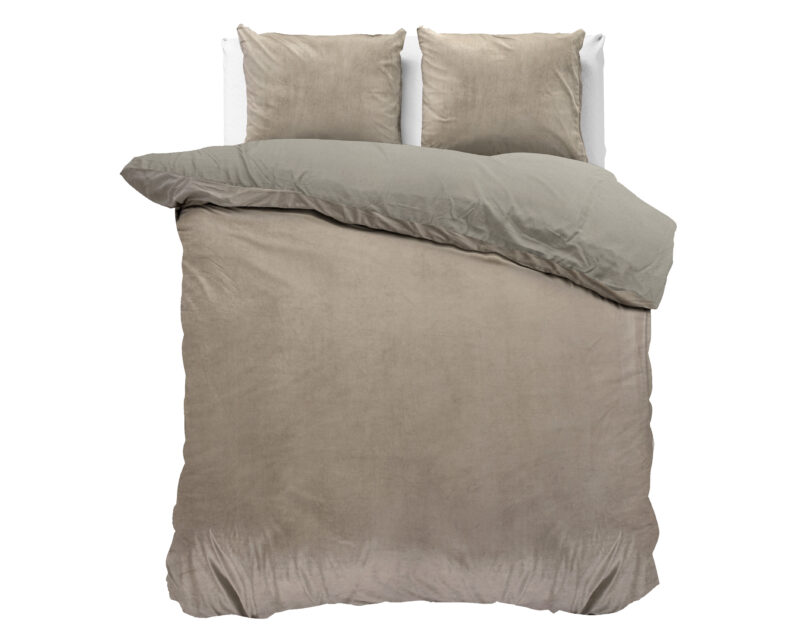 Sleeptime Velvet uni Taupe/Grijs 240 x 200/220 cm