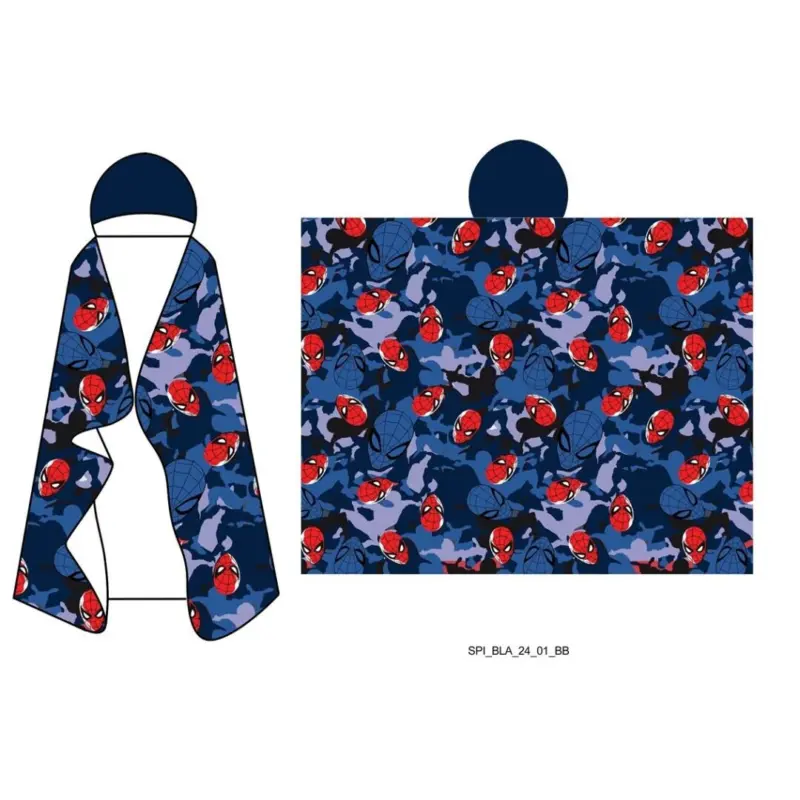 Spiderman fleece plaid met capuchon 120 x 150 cm - polyester