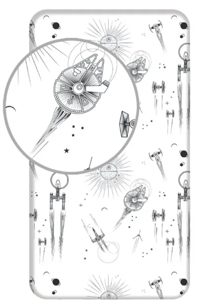 Star Wars Hoeslaken Death Star - Eenpersoons - 90 x 200 cm - Wit