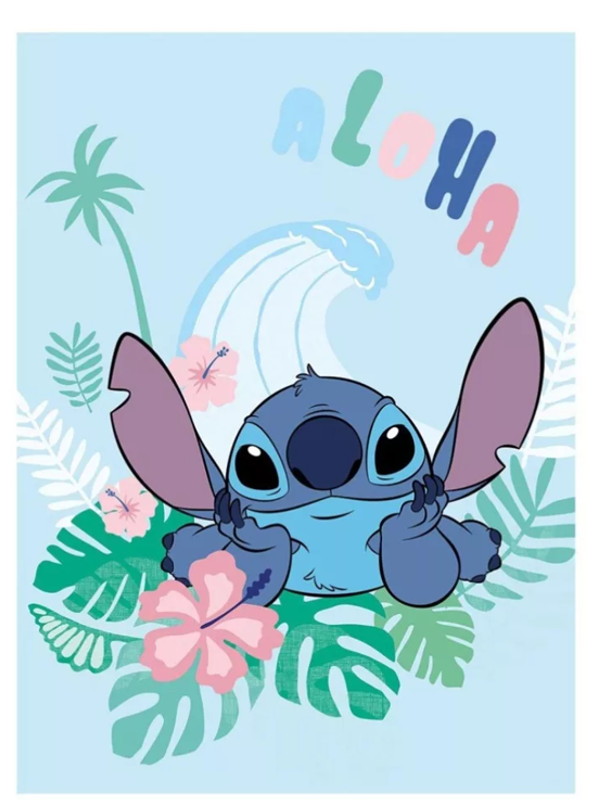 Stitch fleece plaid aloha blue 100 x 150 cm