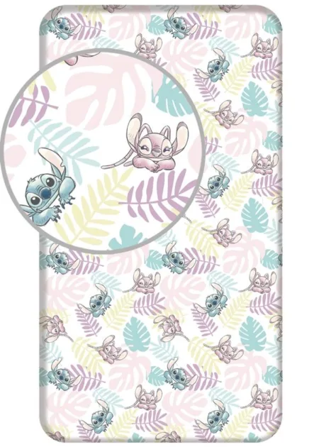 Stitch hoeslaken Bladeren - Eenpersoons - 90 x 200 cm - Katoen