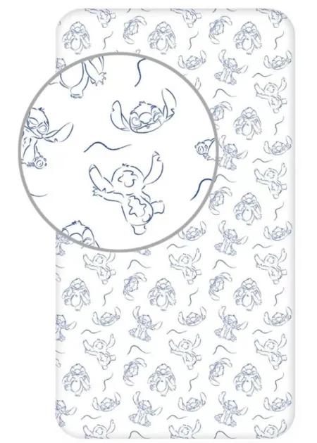 Stitch hoeslaken outlines -Eenpersoons - 90 x 200 cm