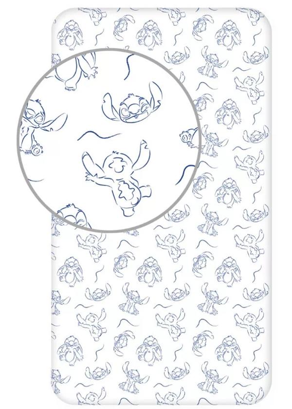 Stitch hoeslaken outlines -Eenpersoons - 90 x 200 cm