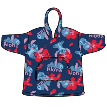 Stitch hoodie poncho bloemen 7 - 14 jaar polyester - pre order