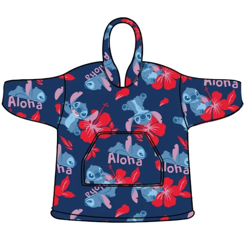 Stitch hoodie poncho bloemen maat XS - L polyester