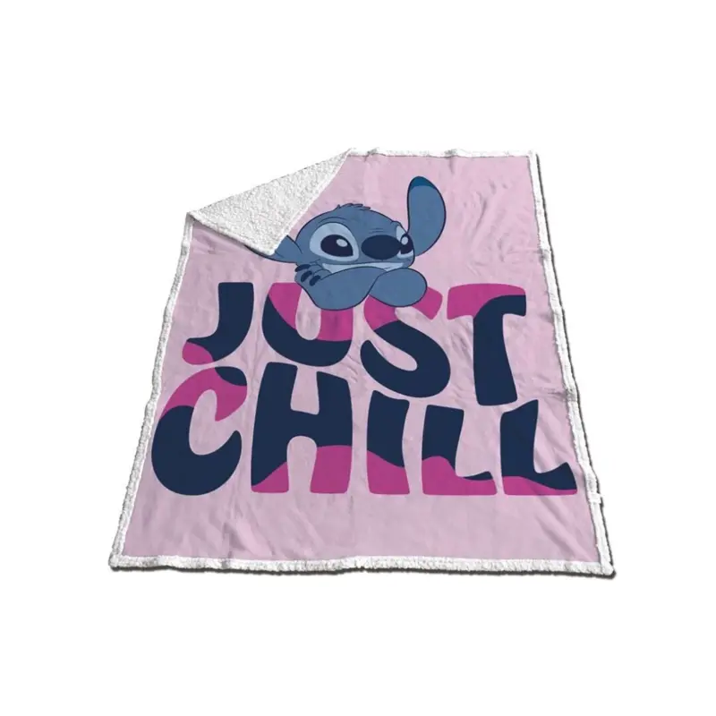Stitch just chill fleece plaid roze 120 x 150 cm - polyester