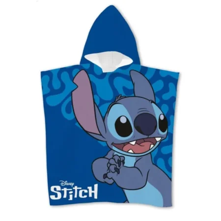 Stitch poncho blauw 55 x 110 cm - polyester