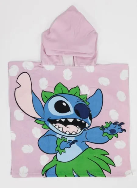 Stitch poncho roze 55 x 110 cm - polyester