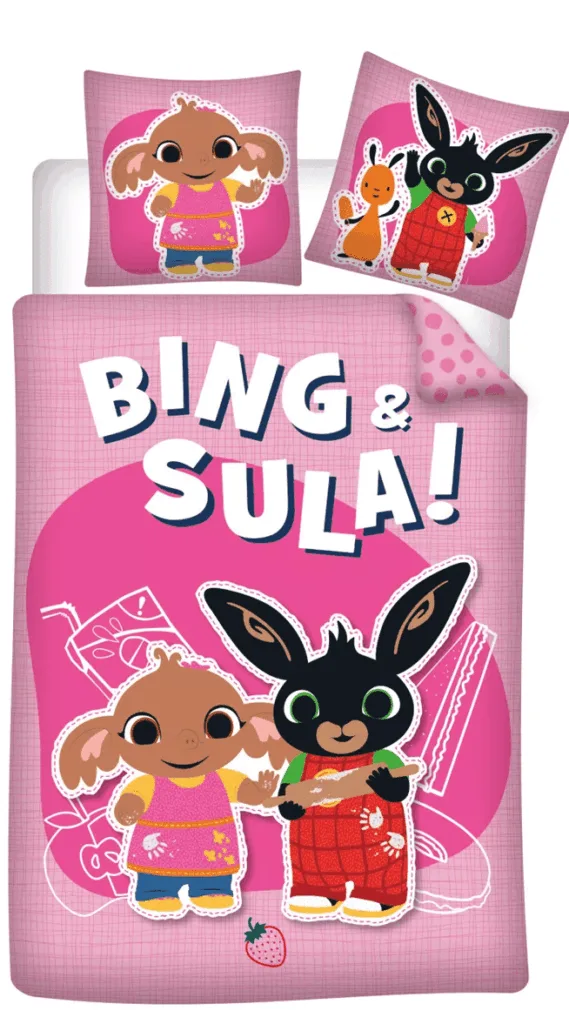 Bing en Sula peuterdekbedovertrek - 100 x 135 cm - Katoen - Roze