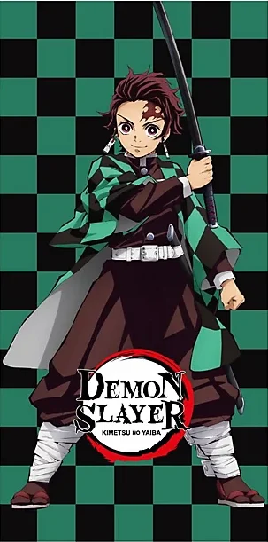 Demon Slayer strandlaken groen 70 x 140 cm - polyester