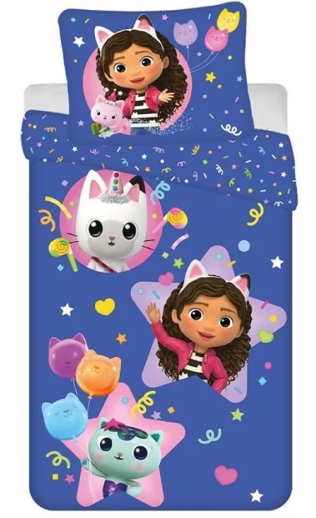 Gabby's Dollhouse dekbedovertrek blauw 140 x 200 cm - polyester- 63 x 63 cm