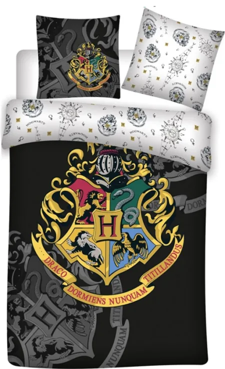 Harry Potter Dekbedovertrek 140 x 200 cm – Hogwarts zwart Polyester