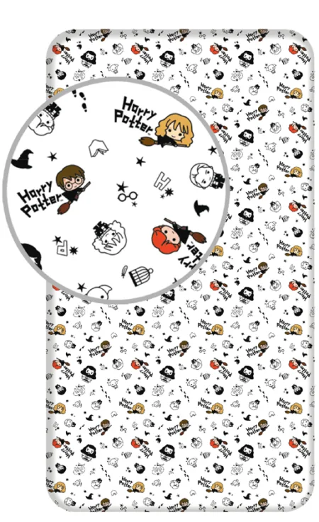 Harry Potter Hoeslaken  Icons Wit - Eenpersoons - 90 x 200 cm - Katoen