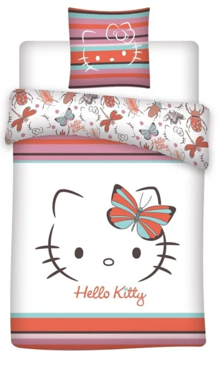 Hello Kitty Dekbedovertrek butterfly 140 X 200 cm - 65 x 65 cm - polykatoen - pre order