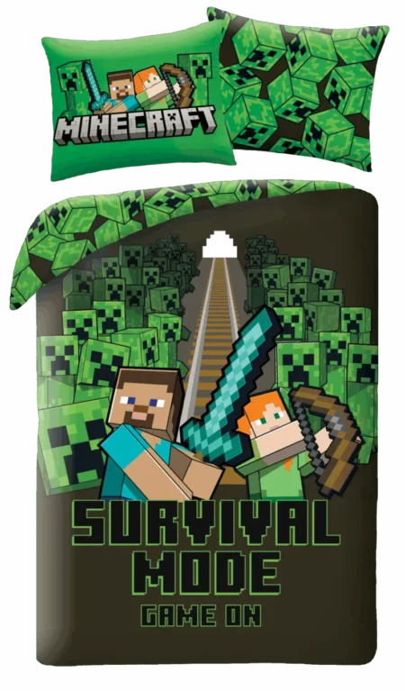 Minecraft Dekbedovertrek survival - 140 x 200 cm - 70 x 90 cm - Polyester